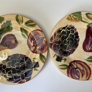 Set of 2 Antica Fornace Ceramiche Da Tavola 11" Hand Painted Dinner Plate Italy